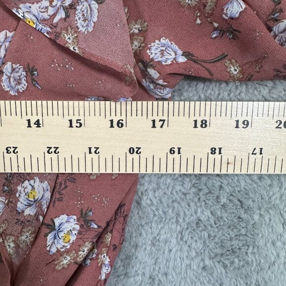 Entro Floral Ruffled V-Neck Top Flutter Sleeves - Picture 9 of 10